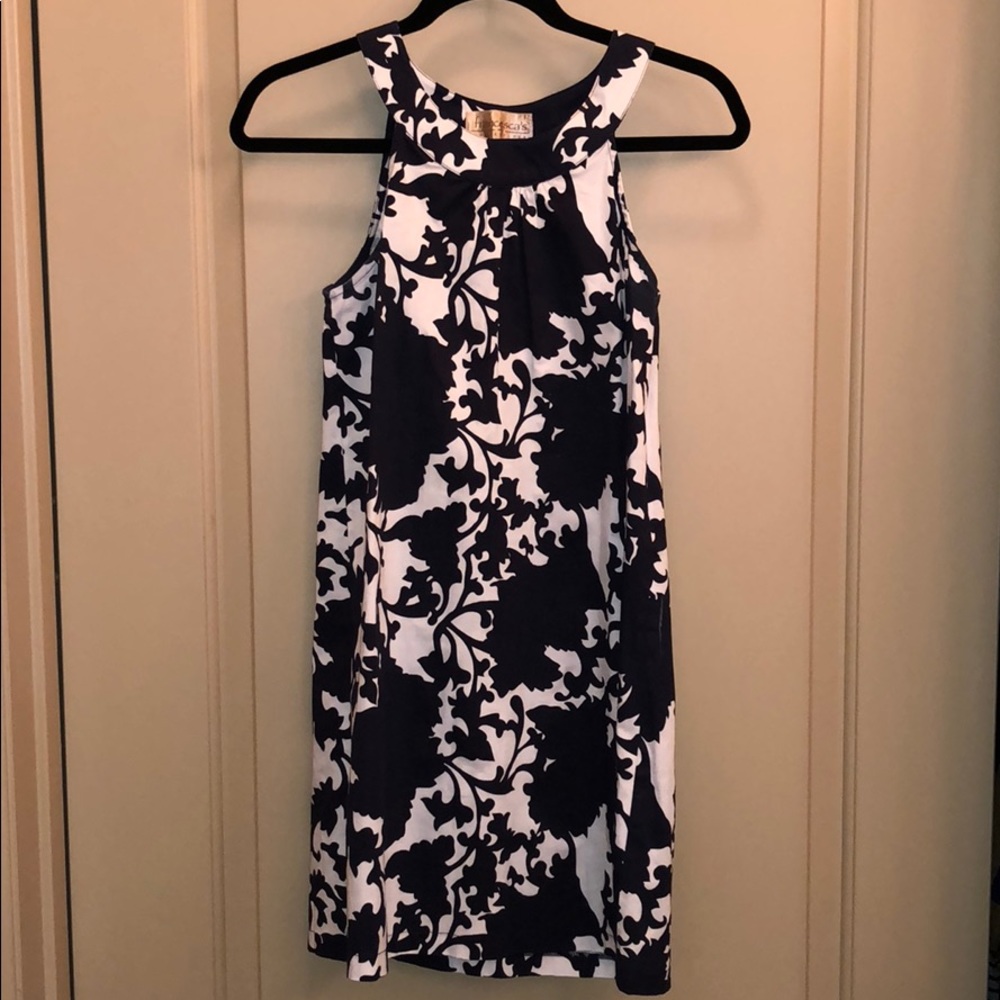 Navy blue and white summer dress